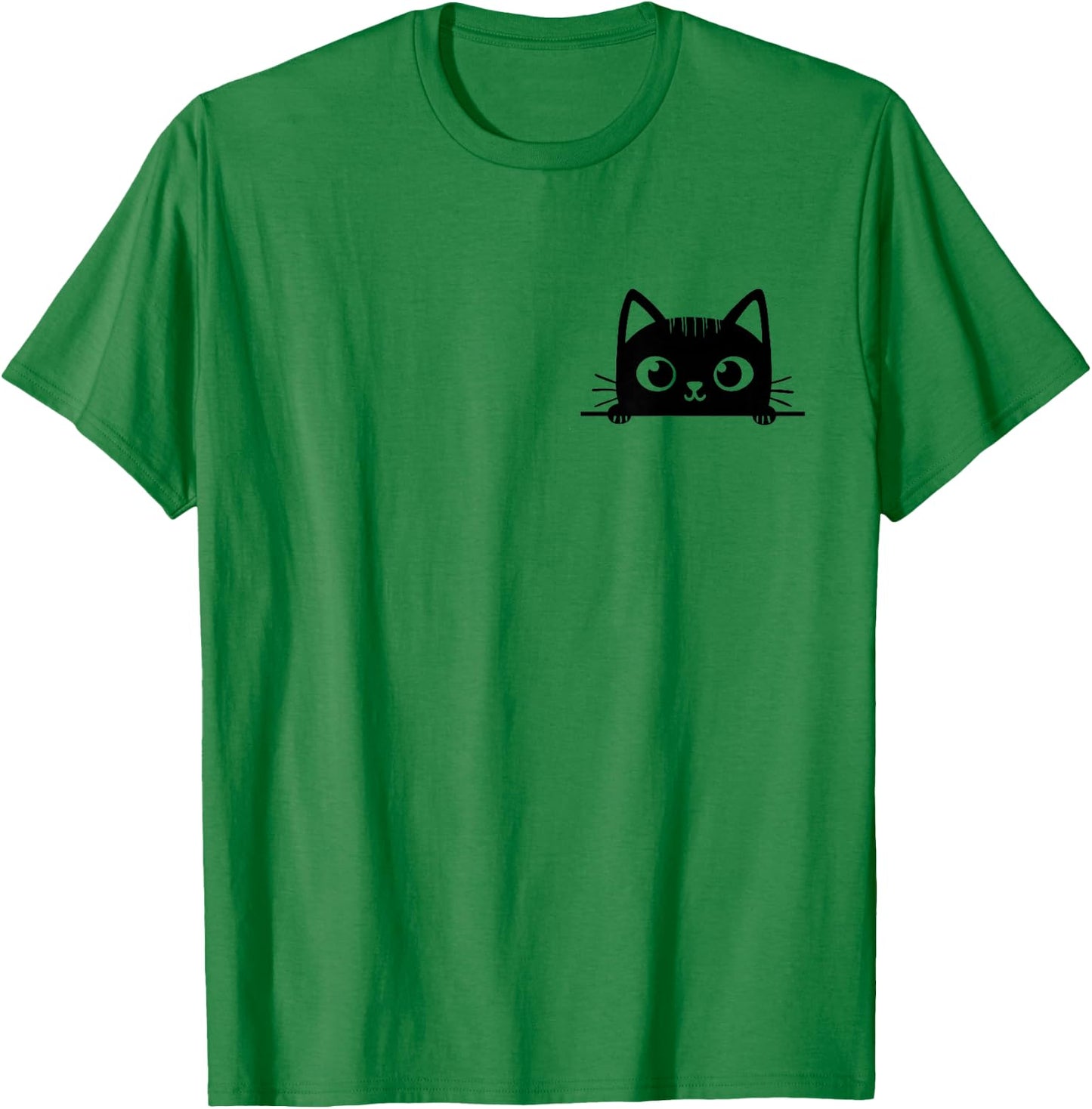 Cute black cat pocket, cat peeking out, black kitten pocket T-Shirt - T-Shirt | Irish Green