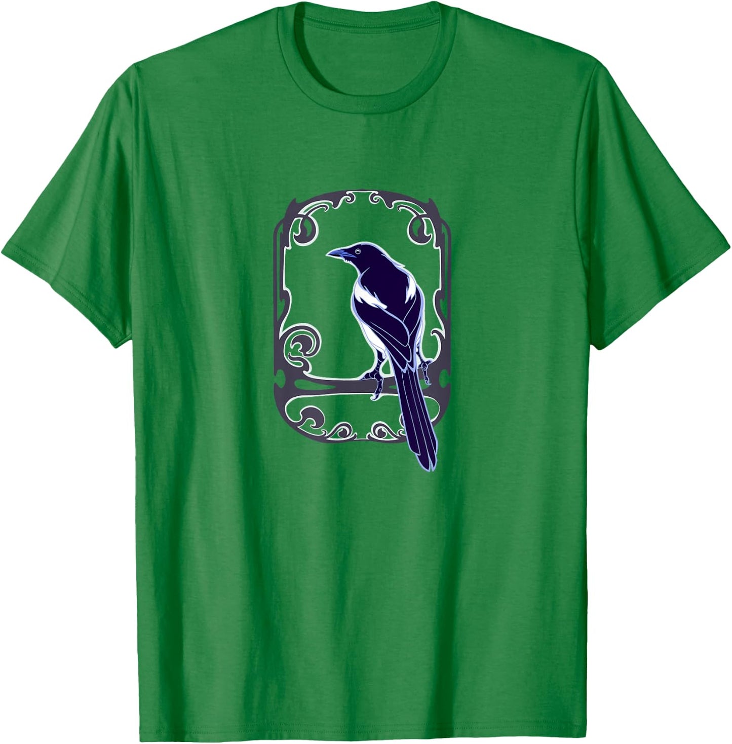Gothic and Nouveau style Magpie bird, for ornithology lovers T-Shirt - T-Shirt | Irish Green