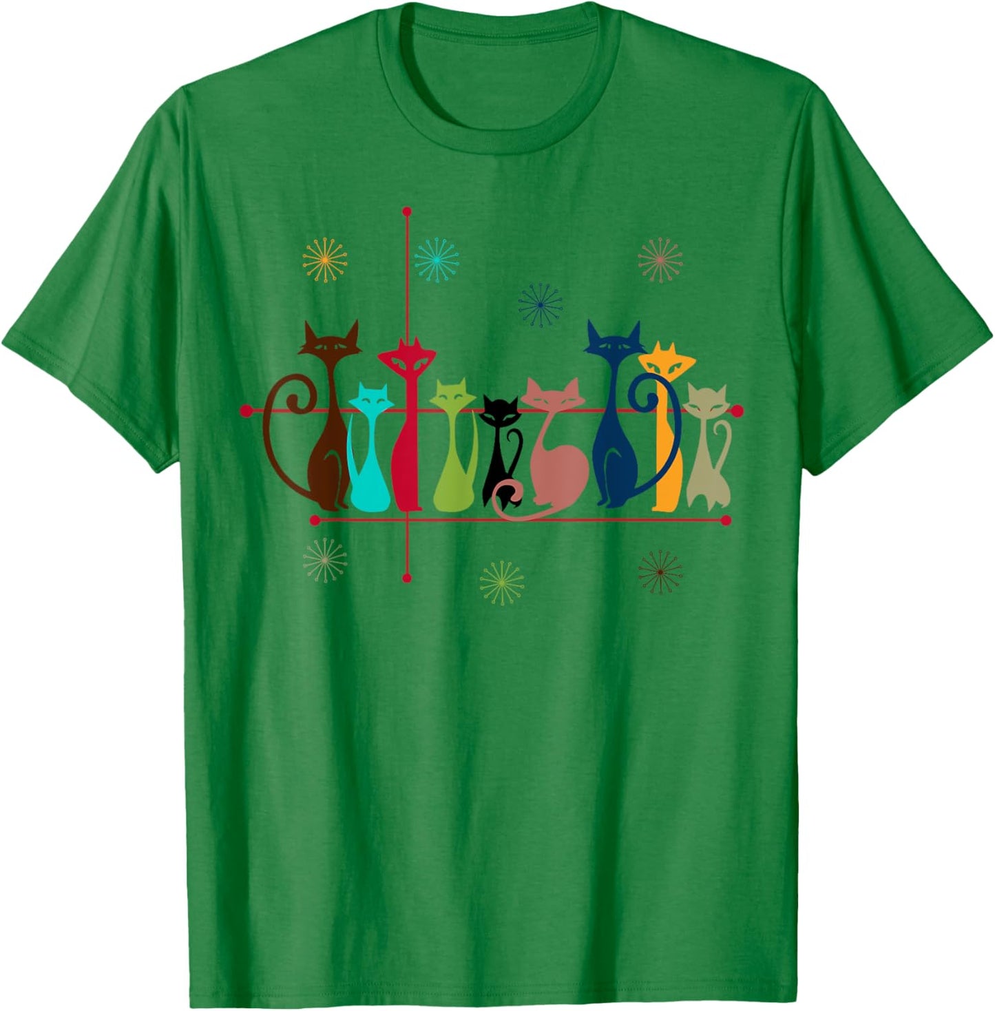 Vintage Retro Cat Gifts: 50s 60s Style Cat Dad & Mom T-Shirt - T-Shirt | Irish Green