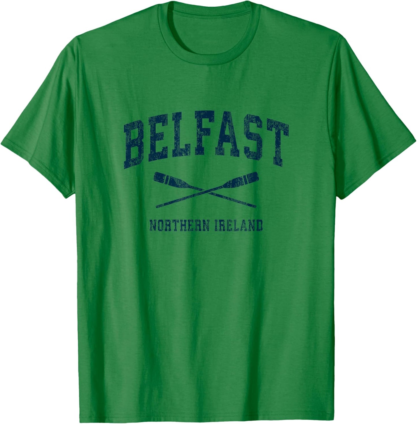 Belfast Northern Ireland Vintage Nautical Paddles Sports Oar T-Shirt - T-Shirt | Irish Green