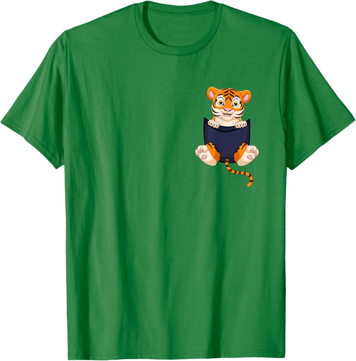 Cute Baby Tiger Pocket Shirt for Kids Tiger Cub T-Shirt - T-Shirt | Irish Green