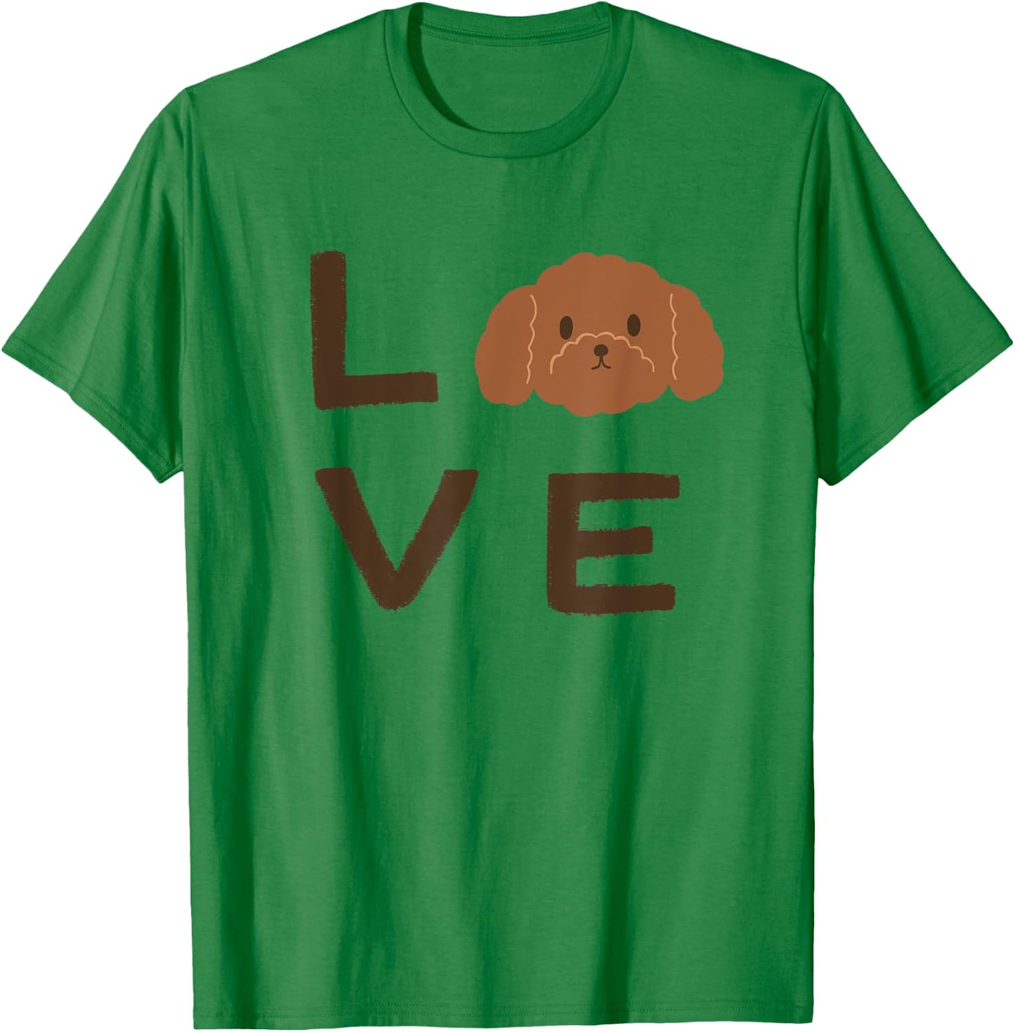 Cute Brown Chocolate Poodle Puppy Dog LOVE Graphic T-Shirt - T-Shirt | Irish Green