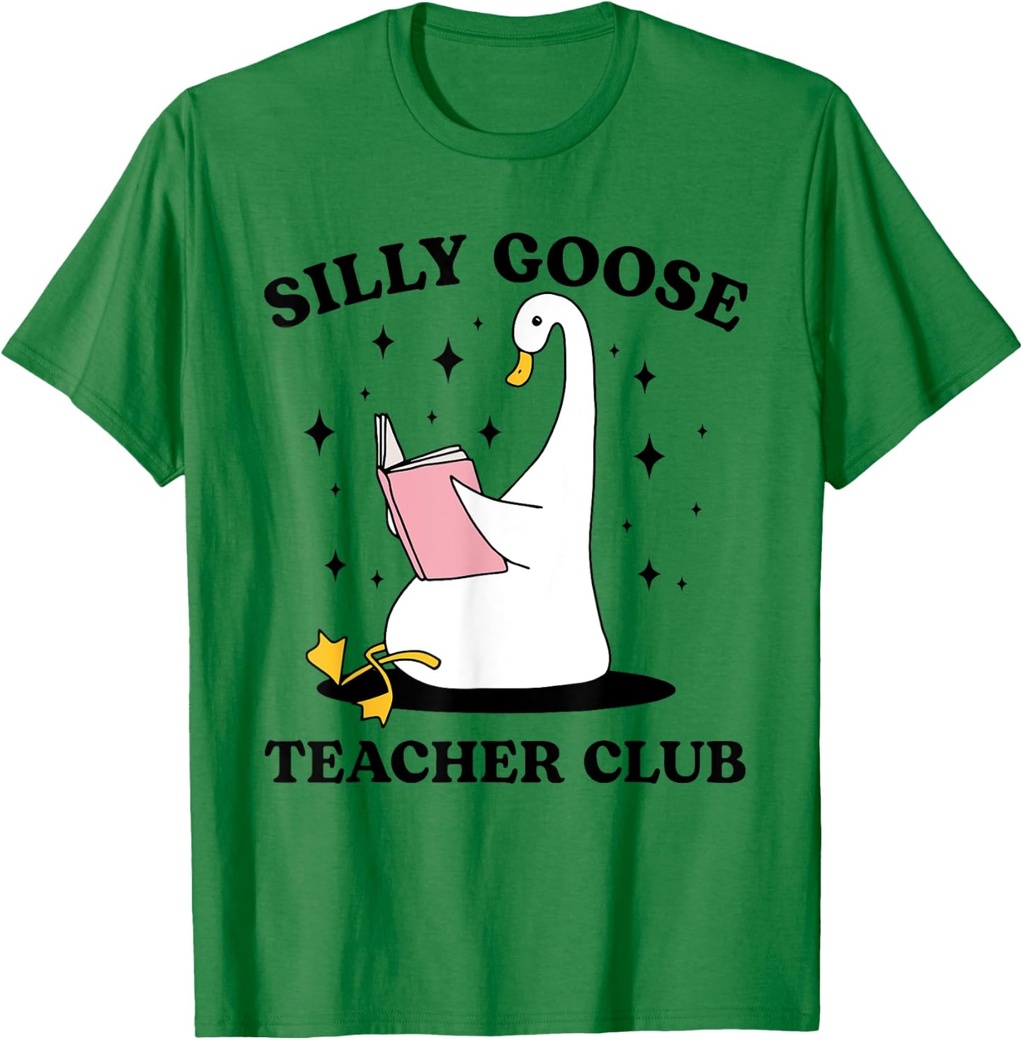 Silly Goose Teacher Groovy Club Silly Goose Book Reading T-Shirt - T-Shirt | Irish Green