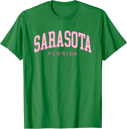 Sarasota Florida Retro Preppy Throwback Pink Girls T-Shirt - T-Shirt | Irish Green