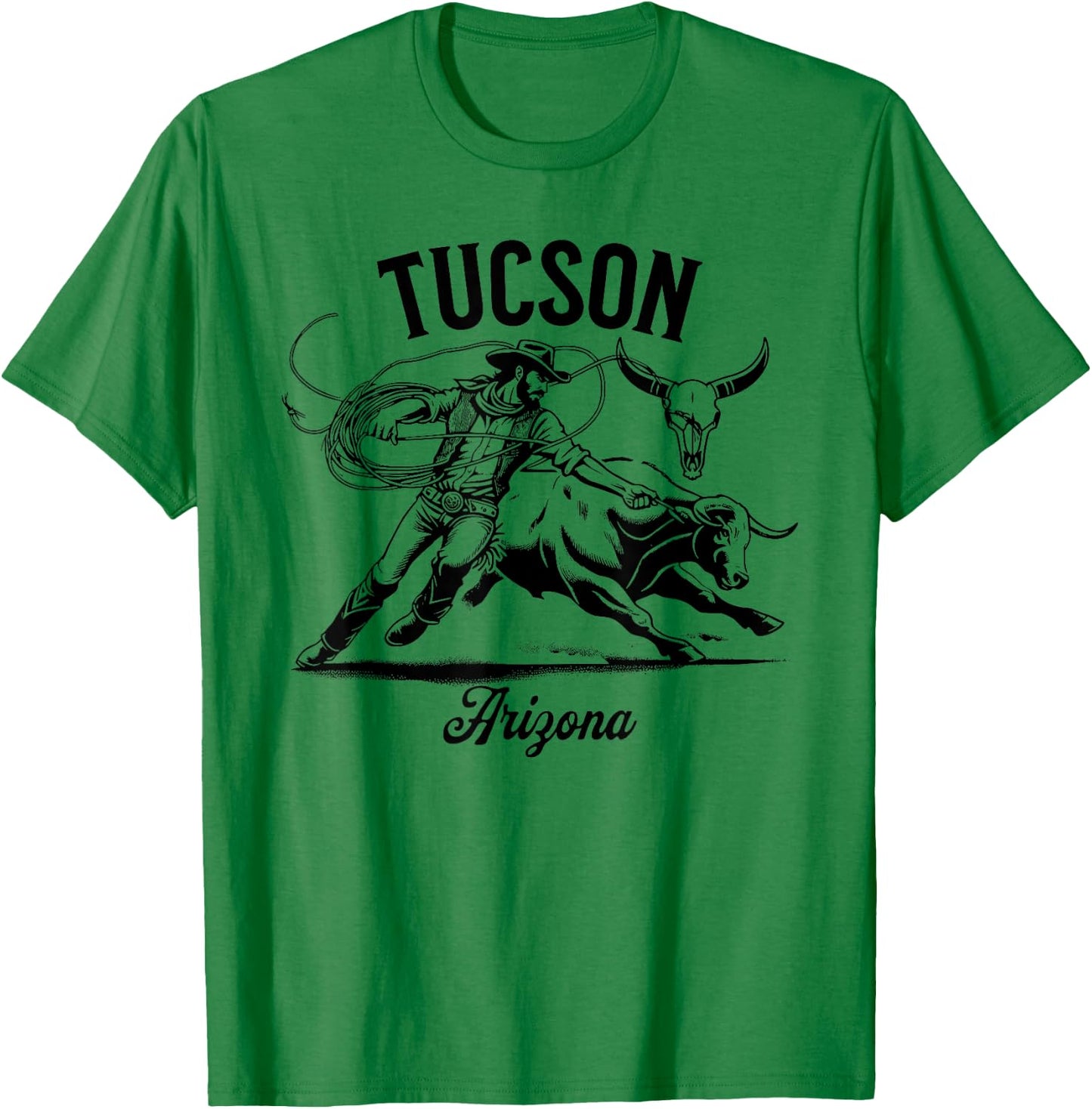 Tucson Arizona Rodeo Bull Rider Steer Wrangler Cowboy T-Shirt - T-Shirt | Irish Green