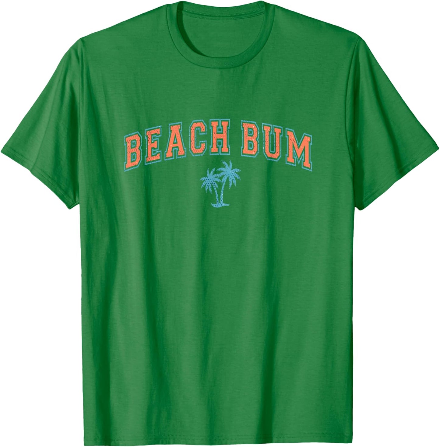 Vintage Beach Bum Shirt Varsity Text Palm Tree Simple Summer Men Women Girls Kids T-Shirt - T-Shirt | Irish Green