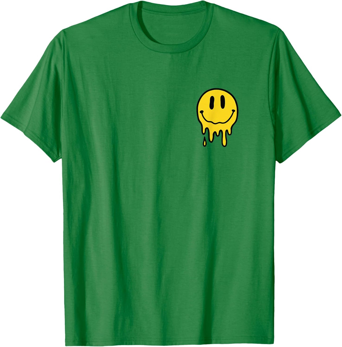 Melting Yellow Smile Face Melted Dripping Happy Face Kids T-Shirt - T-Shirt | Irish Green
