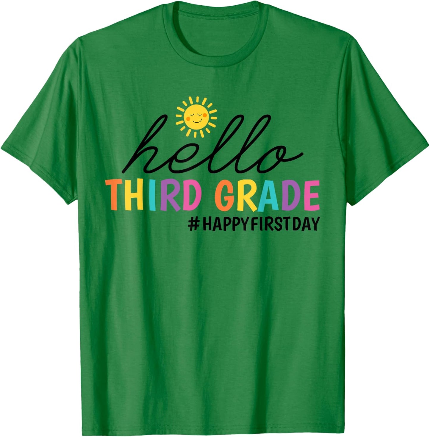 Hello Third Grade Teacher Kids Girl 3rd Grade Back to School T-Shirt - T-Shirt | Irish Green