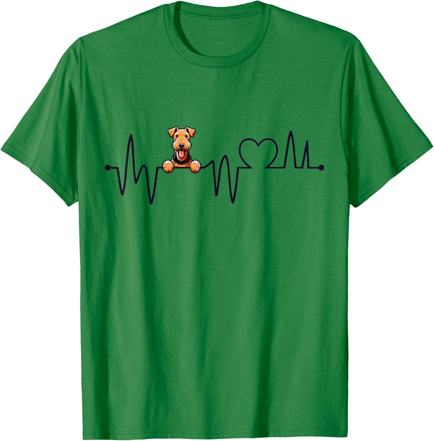 Airedale Terrier Heartbeat - Men Women Kids Airedale Lover T-Shirt - T-Shirt | Irish Green