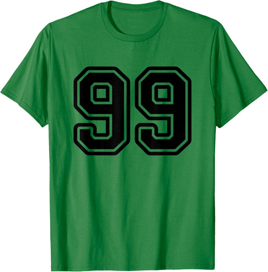 Black Sports Team Number 99 T-Shirt - T-Shirt | Irish Green