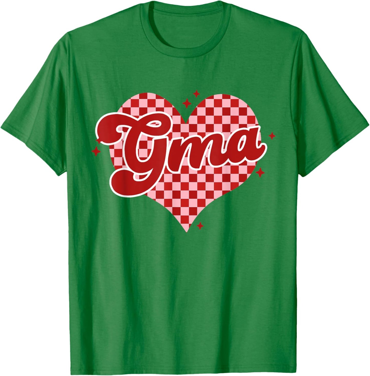 Retro Checkered Gma Heart Groovy Valentines Day T-Shirt - T-Shirt | Irish Green