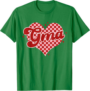 Retro Checkered Gma Heart Groovy Valentines Day T-Shirt - T-Shirt | Irish Green
