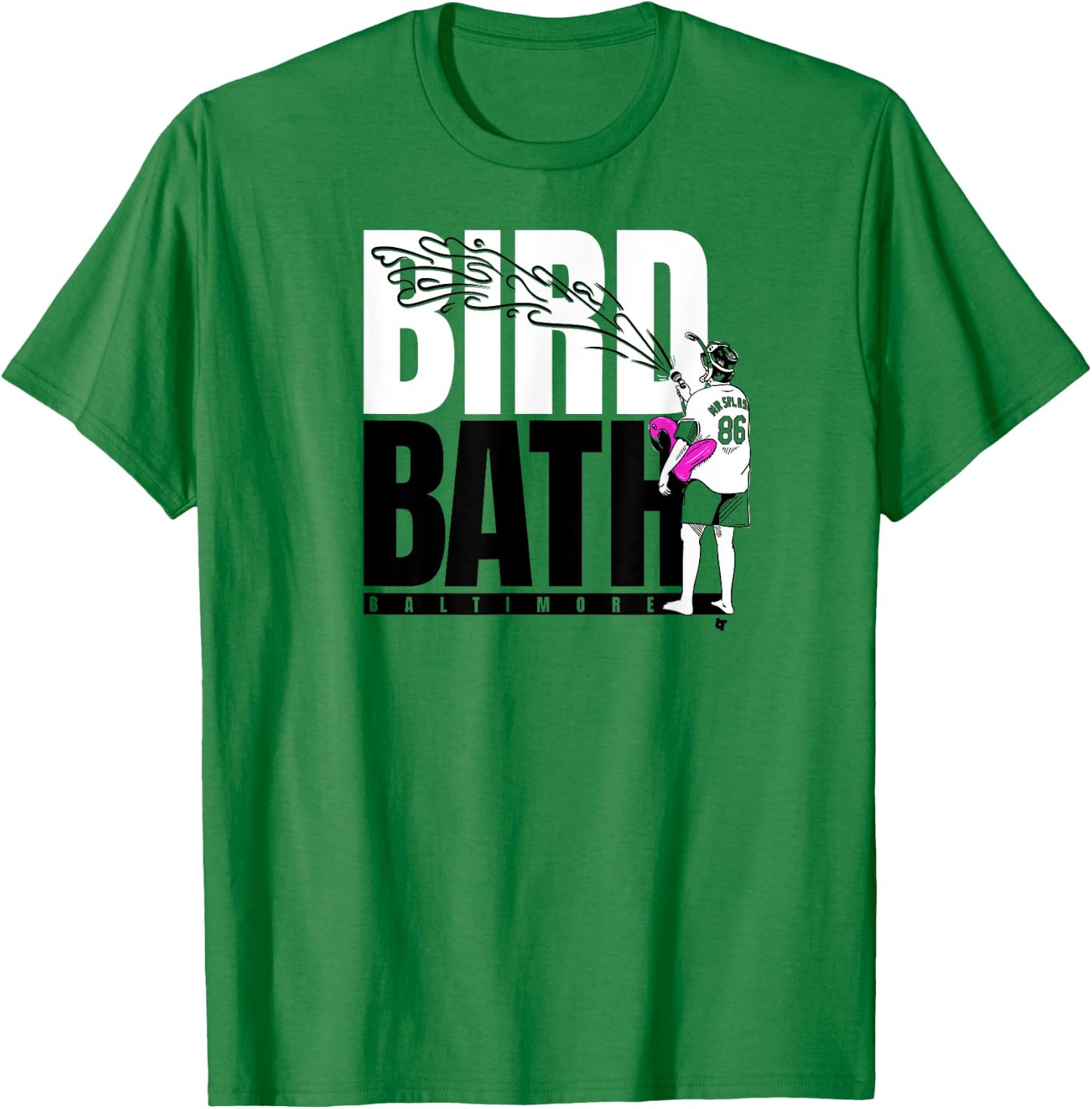 Baltimore Baseball: Mr. Splash Bird Bath T-Shirt - T-Shirt | Irish Green