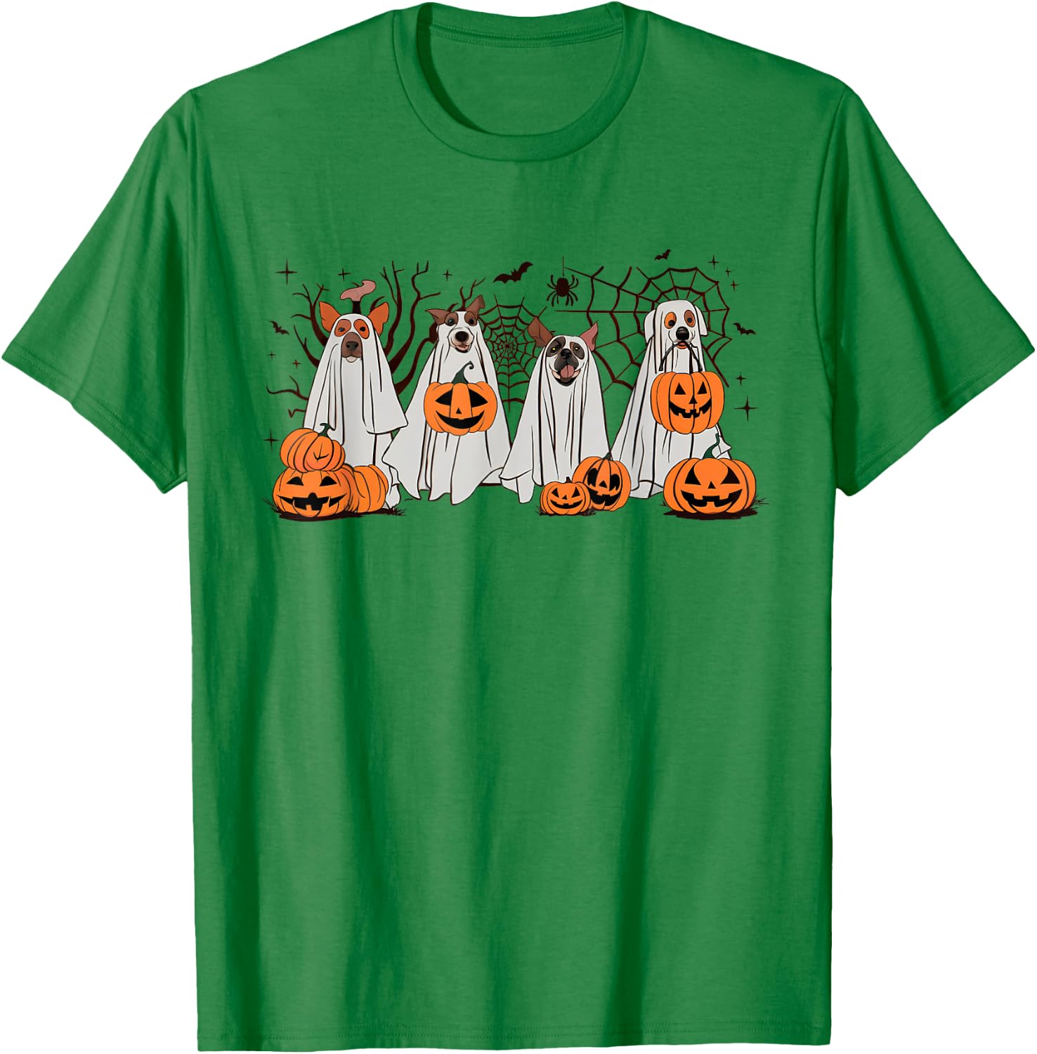 Halloween Boo Dogs Ghost Pumpkins Spooky Dog Lover Outfit Men Women Kids T-Shirt - T-Shirt | Irish Green