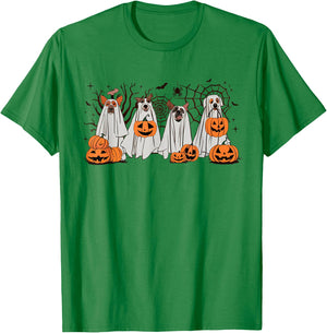Halloween Boo Dogs Ghost Pumpkins Spooky Dog Lover Outfit Men Women Kids T-Shirt - T-Shirt | Irish Green