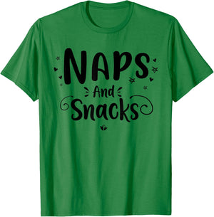 Naps And Snacks, Funny Naps & Snacks Foodie Saying Girls T-Shirt - T-Shirt | Irish Green