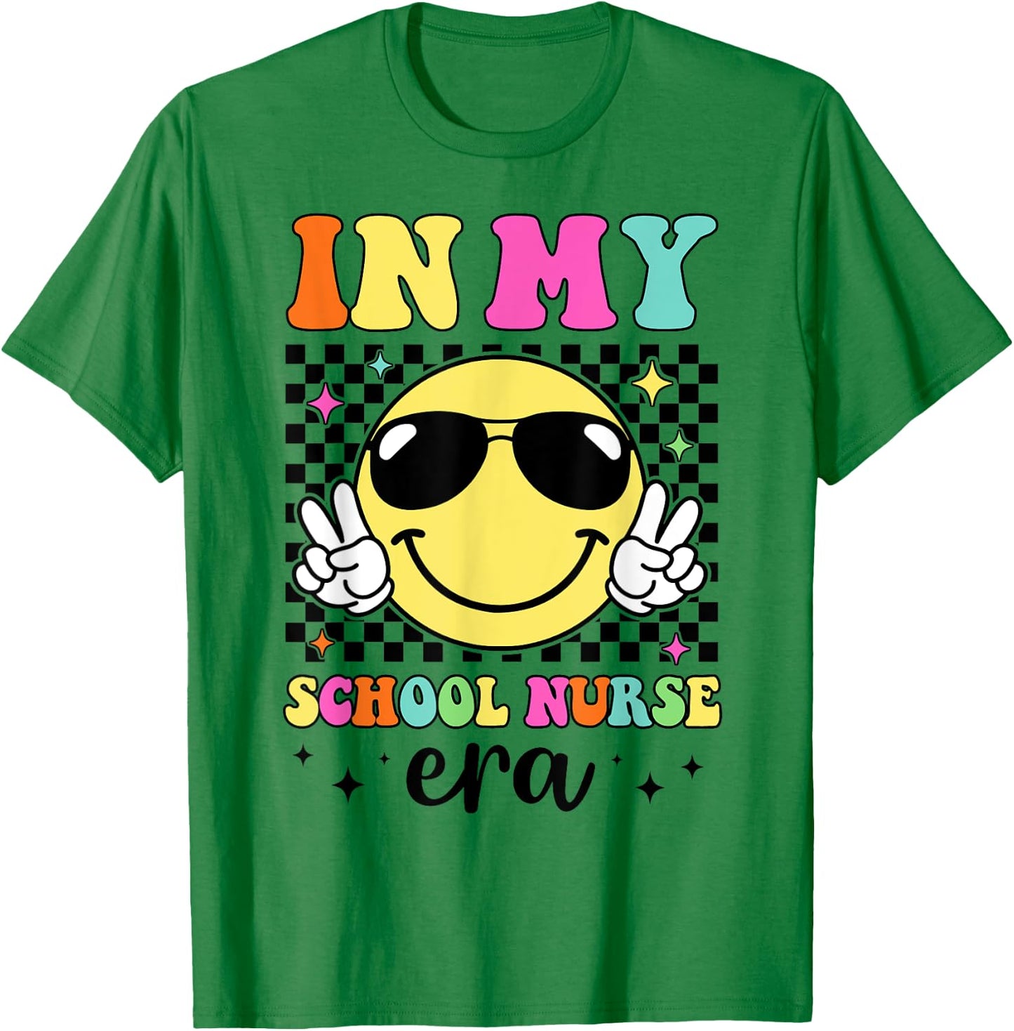 In My School Nurse Era Groovy Vintage Back To School Funny T-Shirt - T-Shirt | Irish Green