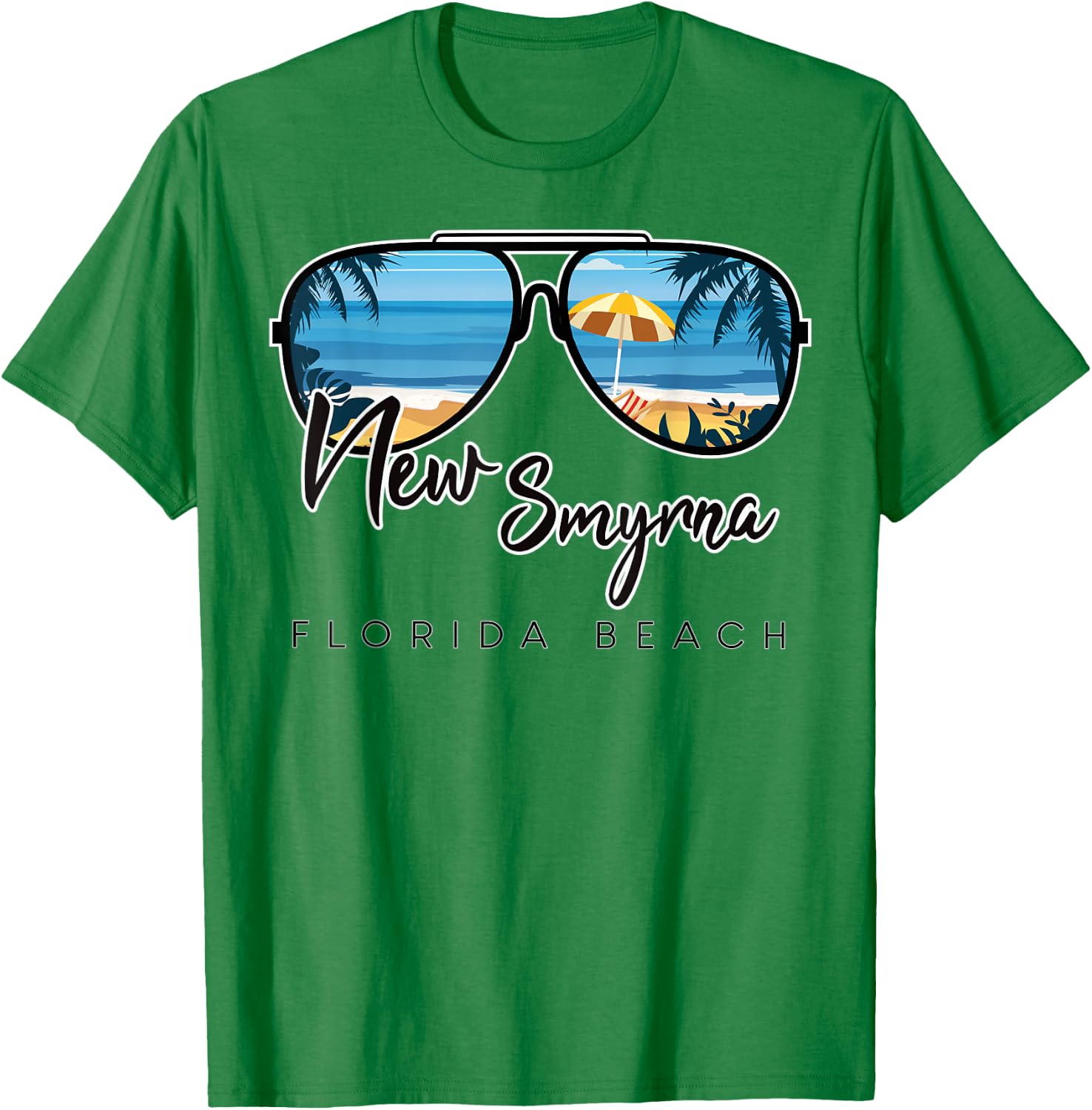 New Smyrna Beach Florida Palm Tree Sunglasses Souvenir Women Kids T-Shirt - T-Shirt | Irish Green