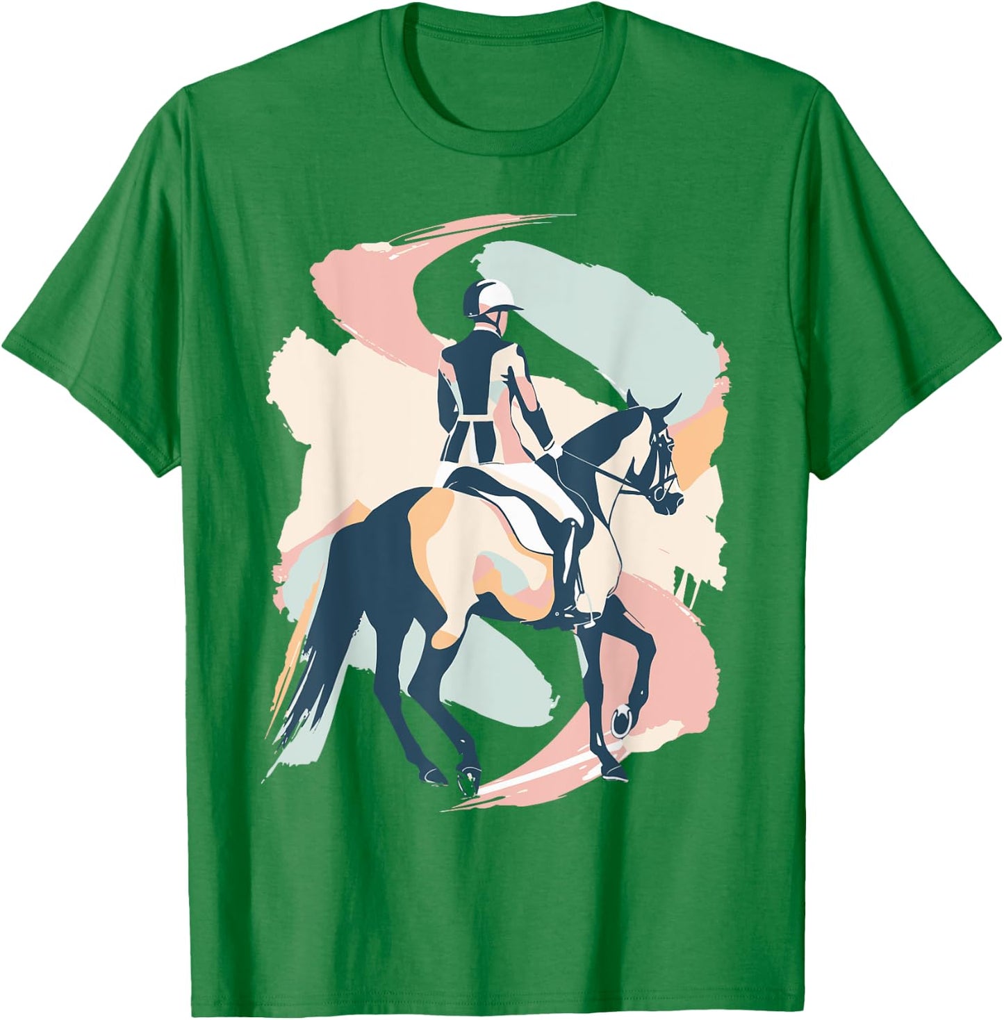 Pastel Abstract Shapes Horseback Riding Equestrian Sports T-Shirt - T-Shirt | Irish Green