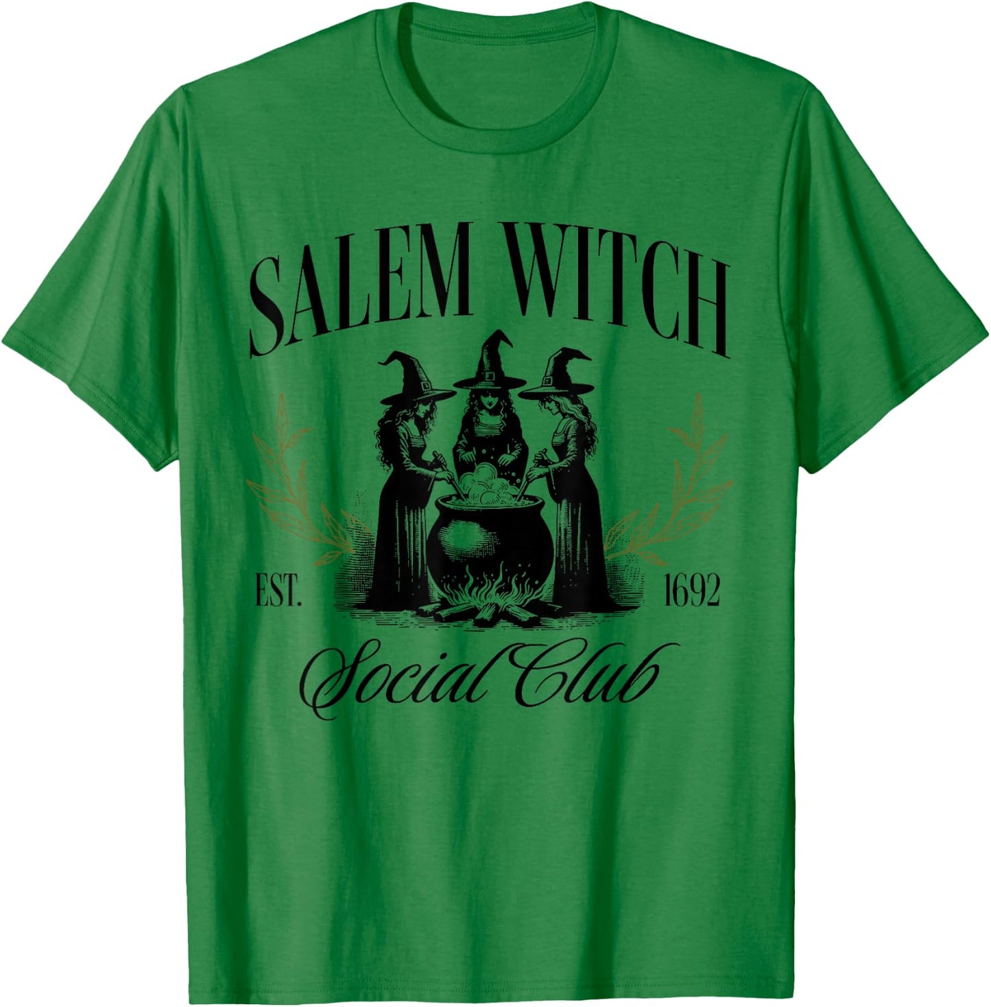 Salem 1692 Social Club Witch Halloween Witchy Women Girls T-Shirt - T-Shirt | Irish Green