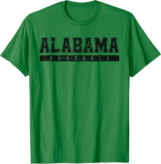Alabama Baseball Black Vintage Text T-Shirt - T-Shirt | Irish Green