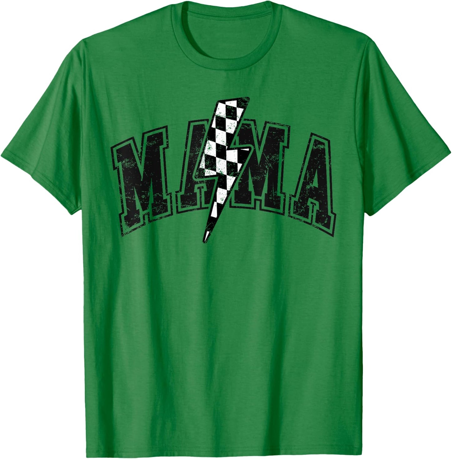 Mama Lightning Bolt Checkered Varsity For Mom Women T-Shirt - T-Shirt | Irish Green