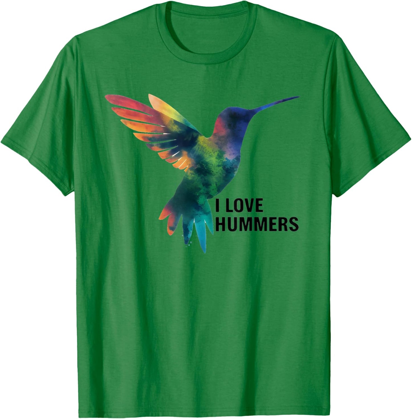 I Love Hummers bird Watercolor Stylized Colibri T-Shirt - T-Shirt | Irish Green