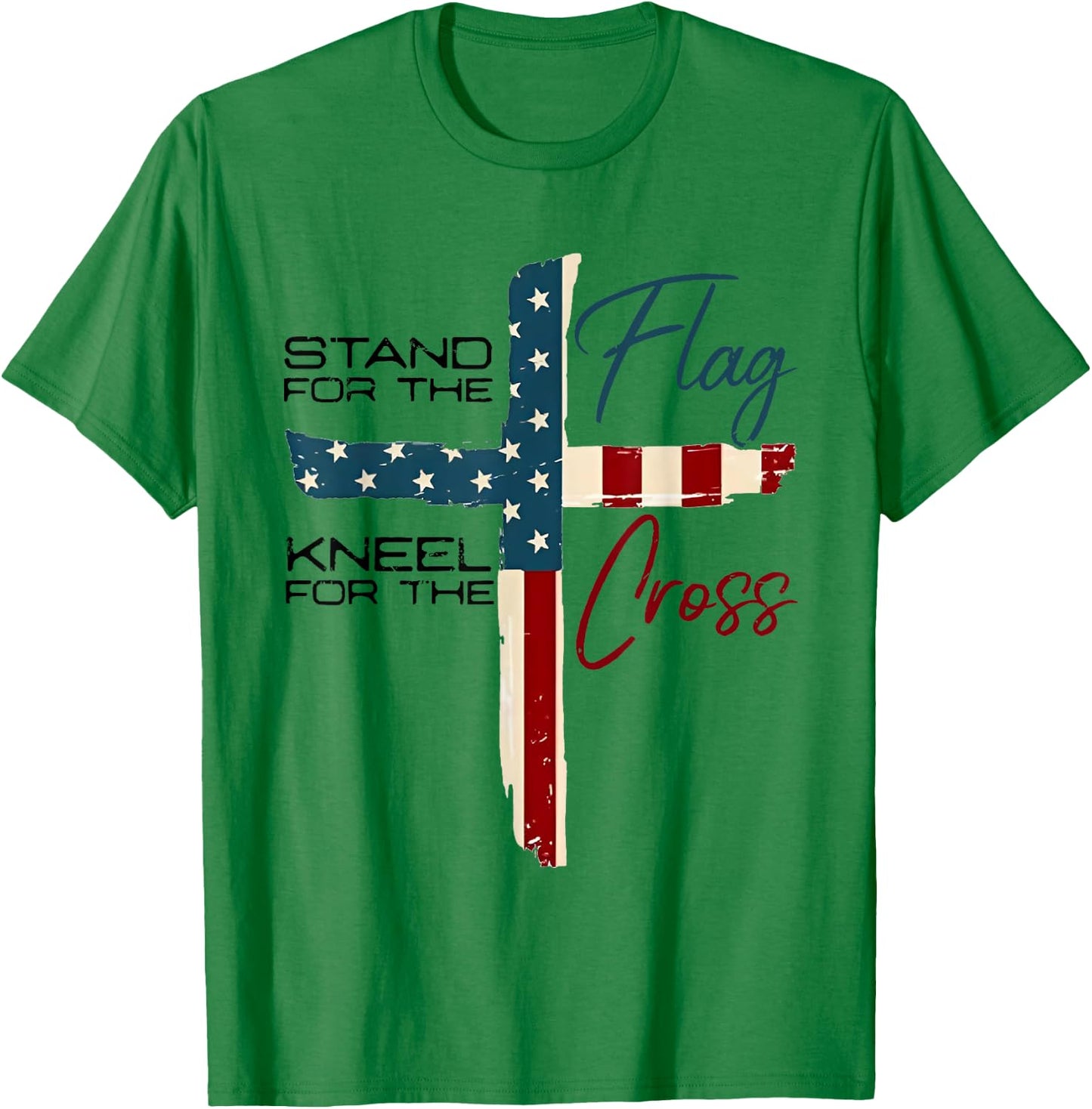 Stand For The Flag 4th Of July Cross USA Flag Christian T-Shirt - T-Shirt | Irish Green