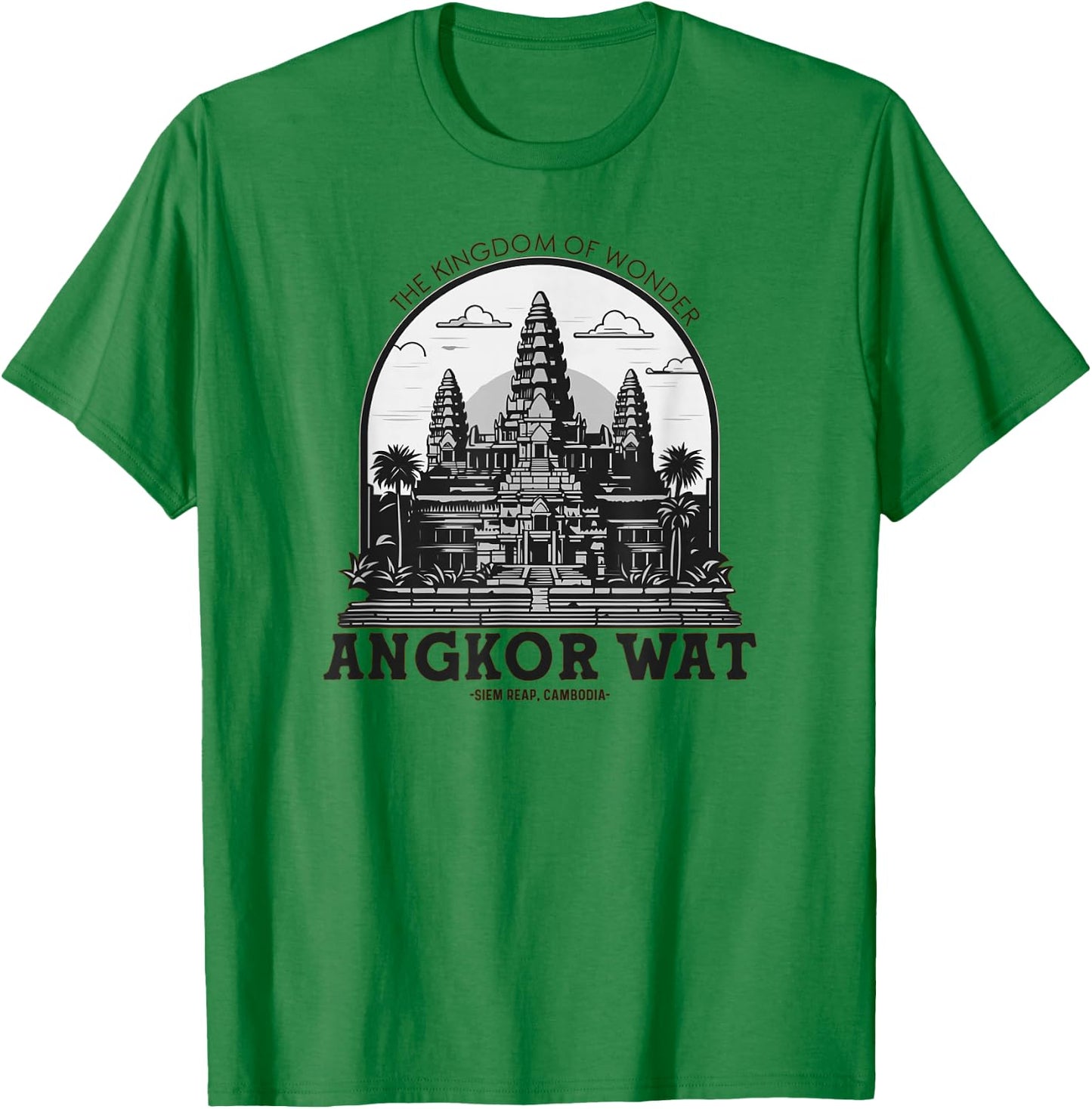 Less Than Three Khmer Brand -Adults Angkor Wat , Grey, Small, Short Sleeve, Classic Fit, Pull On, Travel, Leisure, Casual, , Embroidery T-Shirt - T-Shirt | Irish Green