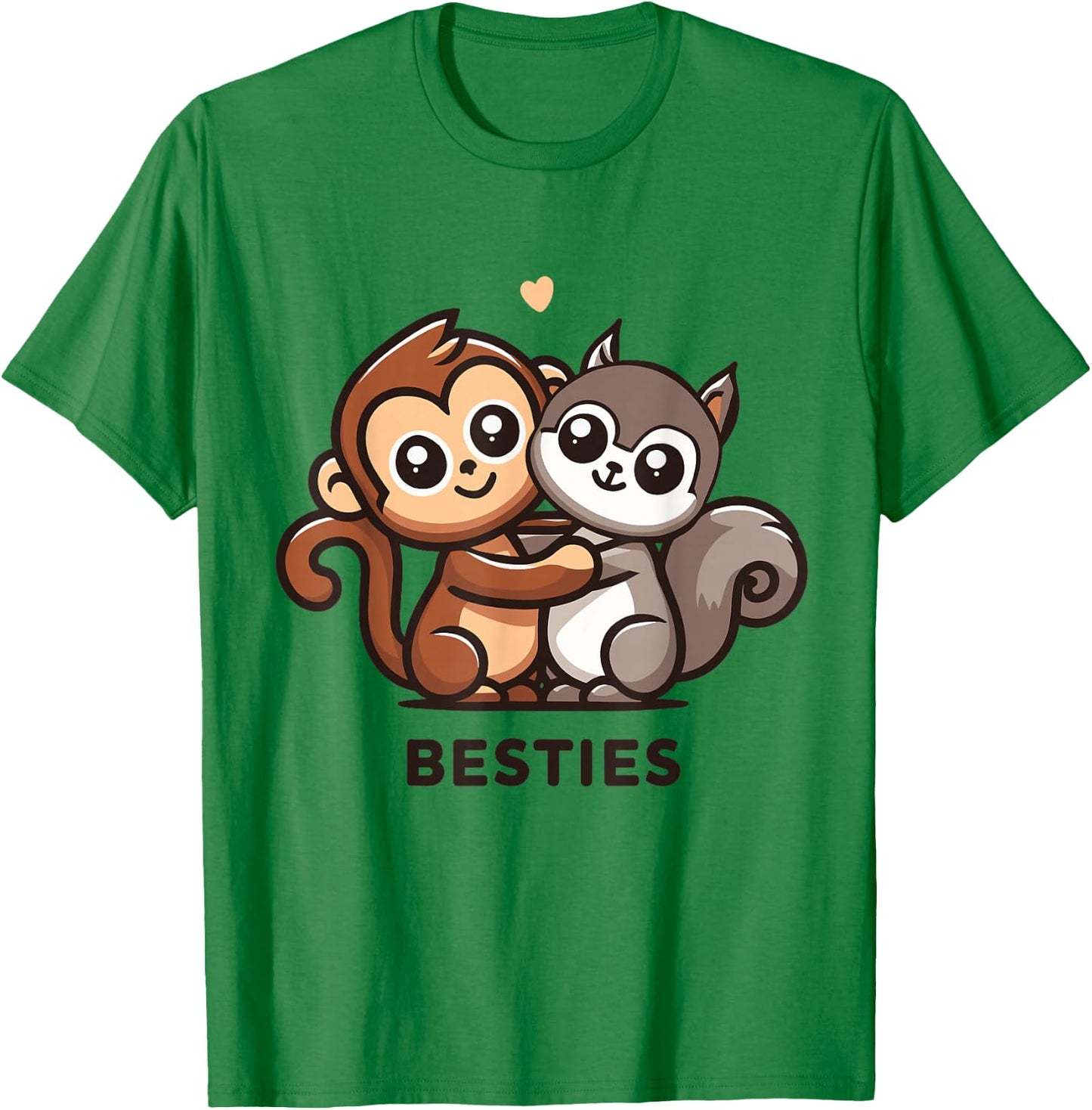 Cute Monkey and Squirrel Besties Friends Best Pal T-Shirt - T-Shirt | Irish Green