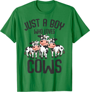 Just A Boy Who Loves Cows Farmers Cow Kids Toddler Boys T-Shirt - T-Shirt | Irish Green