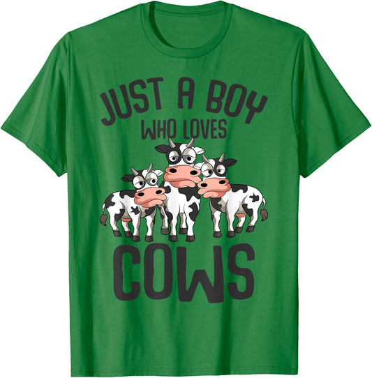 Just A Boy Who Loves Cows Farmers Cow Kids Toddler Boys T-Shirt - T-Shirt | Irish Green