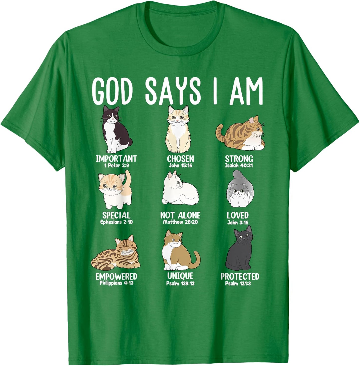 God Say Am Cat Christian Easter Teen Girl Toddler Mom Sister T-Shirt - T-Shirt | Irish Green
