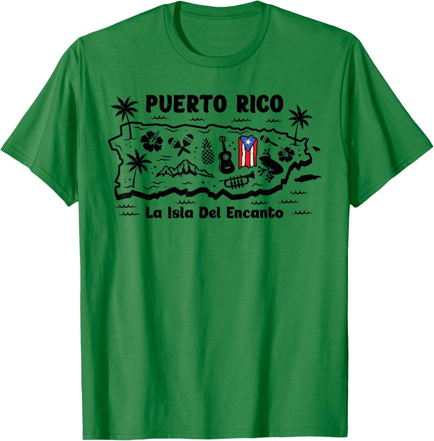 Puerto Rico La Isla del Encanto Puerto Rican Flag Retro T-Shirt - T-Shirt | Irish Green