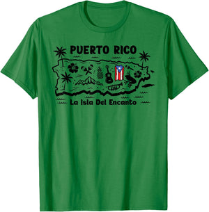 Puerto Rico La Isla del Encanto Puerto Rican Flag Retro T-Shirt - T-Shirt | Irish Green
