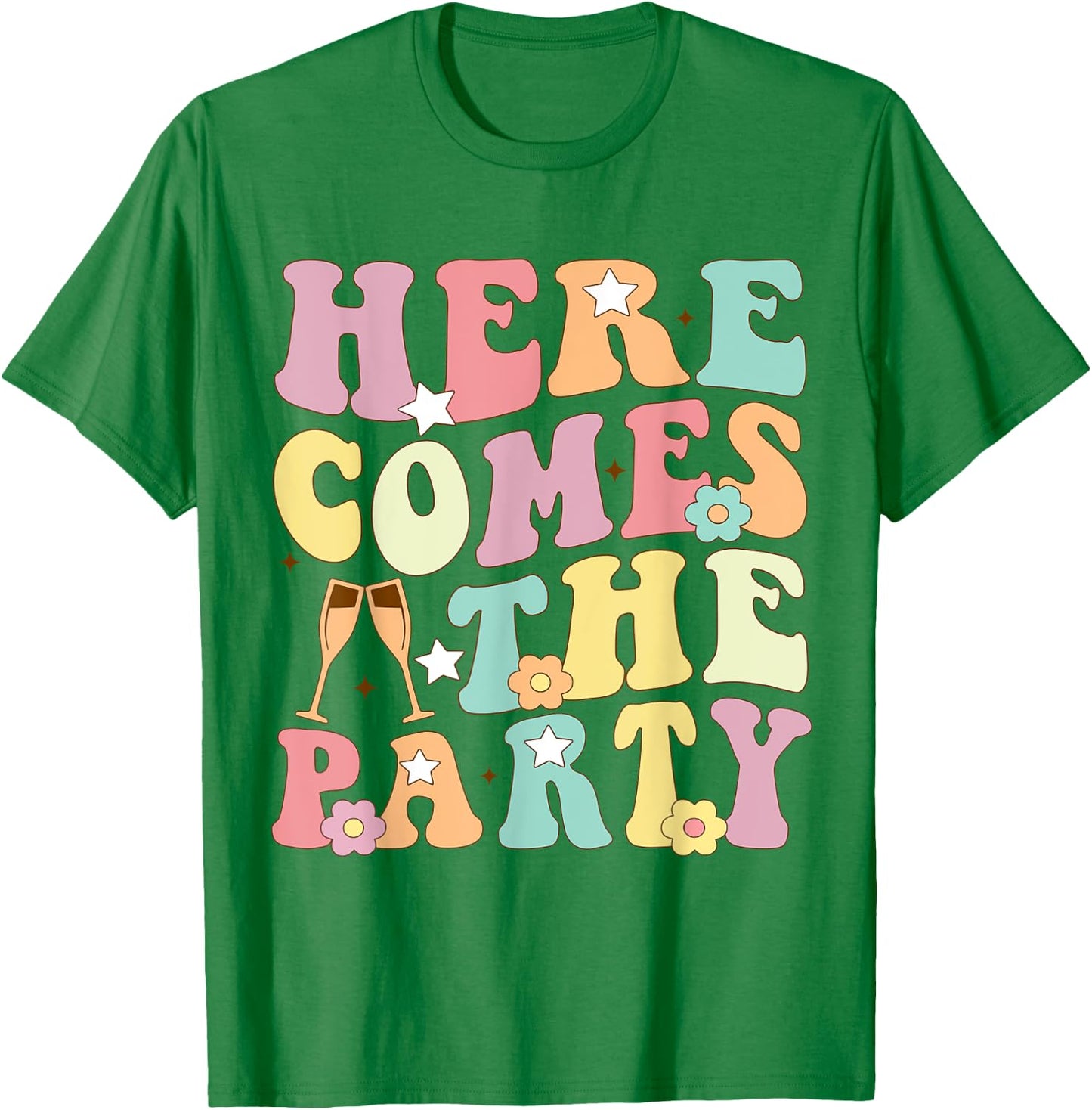 Here Come The Party Bride Retro Groovy Bachelorette Matching T-Shirt - T-Shirt | Irish Green