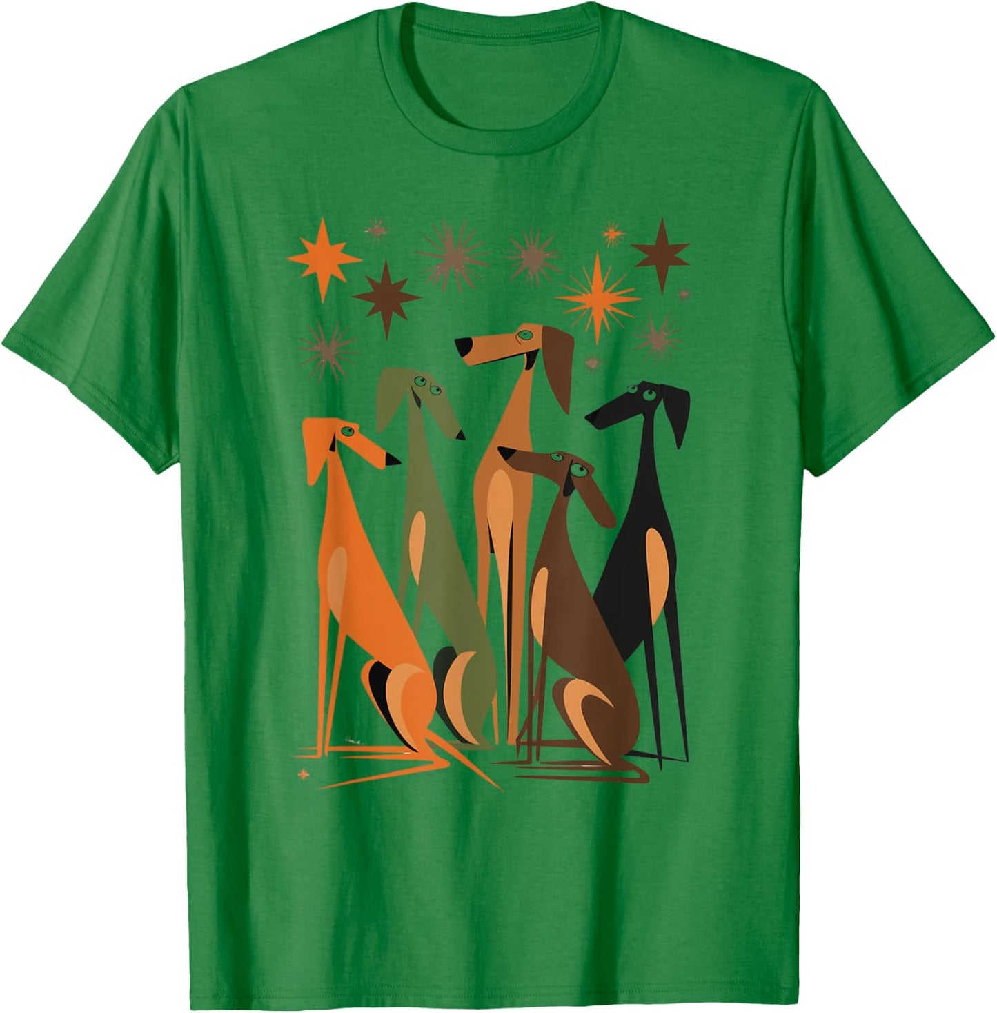 Vintage Retro Mid-Century Long Neck Dogs 50s 60s Style T-Shirt - T-Shirt | Irish Green