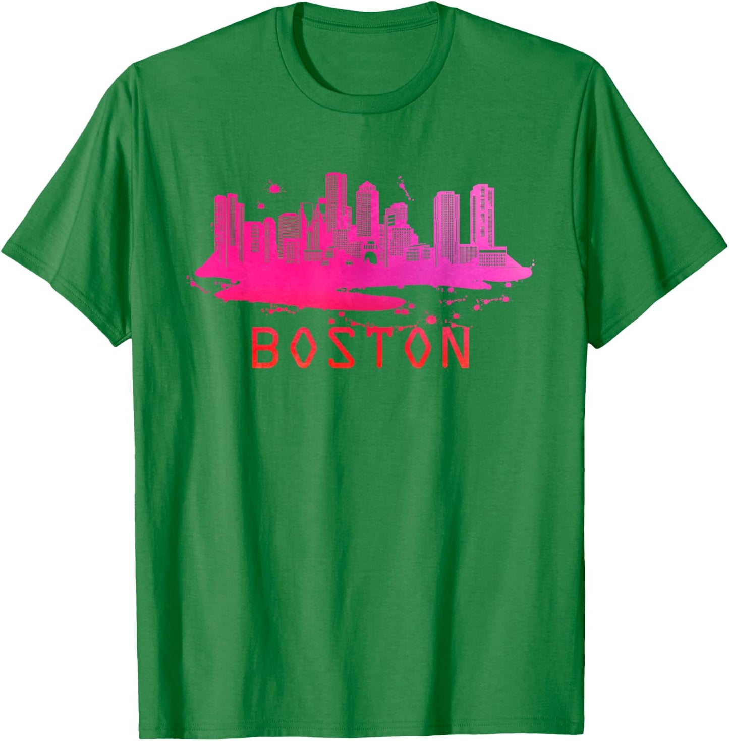 Modern Boston Cityscape - Boston Massachusetts Skyline T-Shirt - T-Shirt | Irish Green