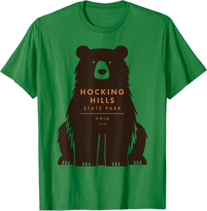 Hocking Hills State Park Ohio Retro Vintage Bear T-Shirt - T-Shirt | Irish Green