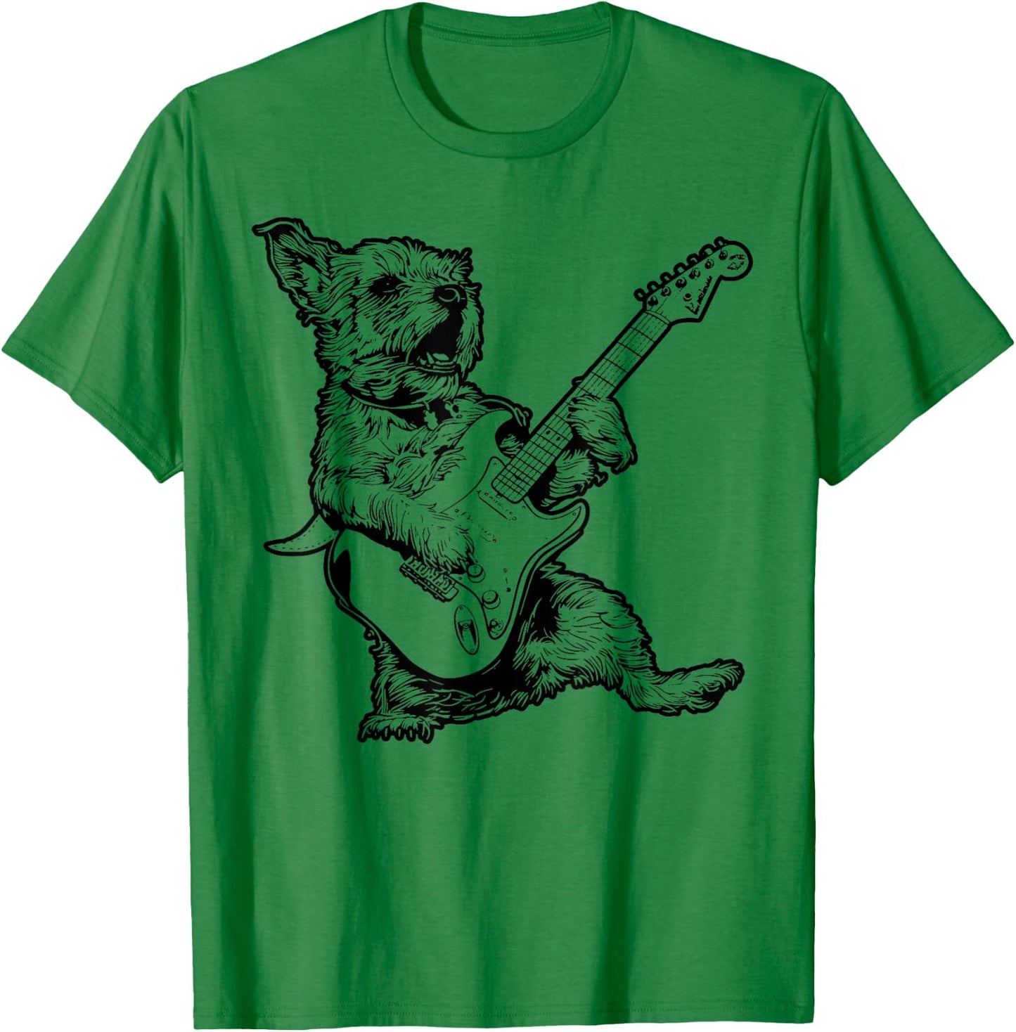 Dog Guitarist Guitar - Border Terrier Dad Mom T-Shirt - T-Shirt | Irish Green