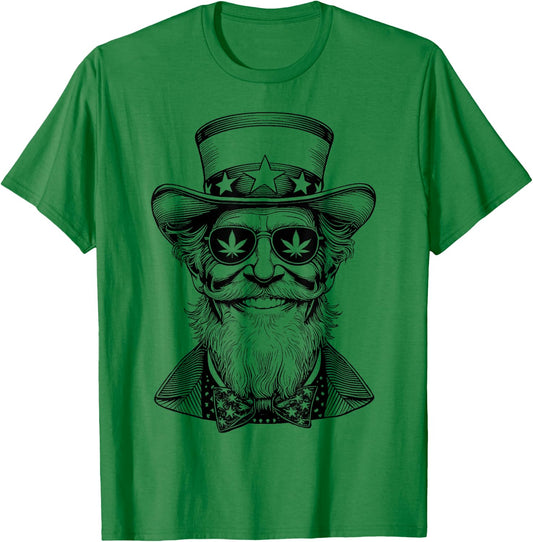 Weed Uncle Sam USA Funny 4th Of July 420 Stoner Marijuana Women Men T-Shirt - T-Shirt | Irish Green