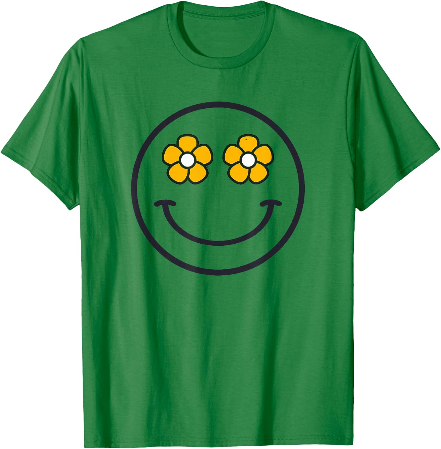 Funny Smiling Flowers Women Girls Cool Happy Face Smile T-Shirt - T-Shirt | Irish Green