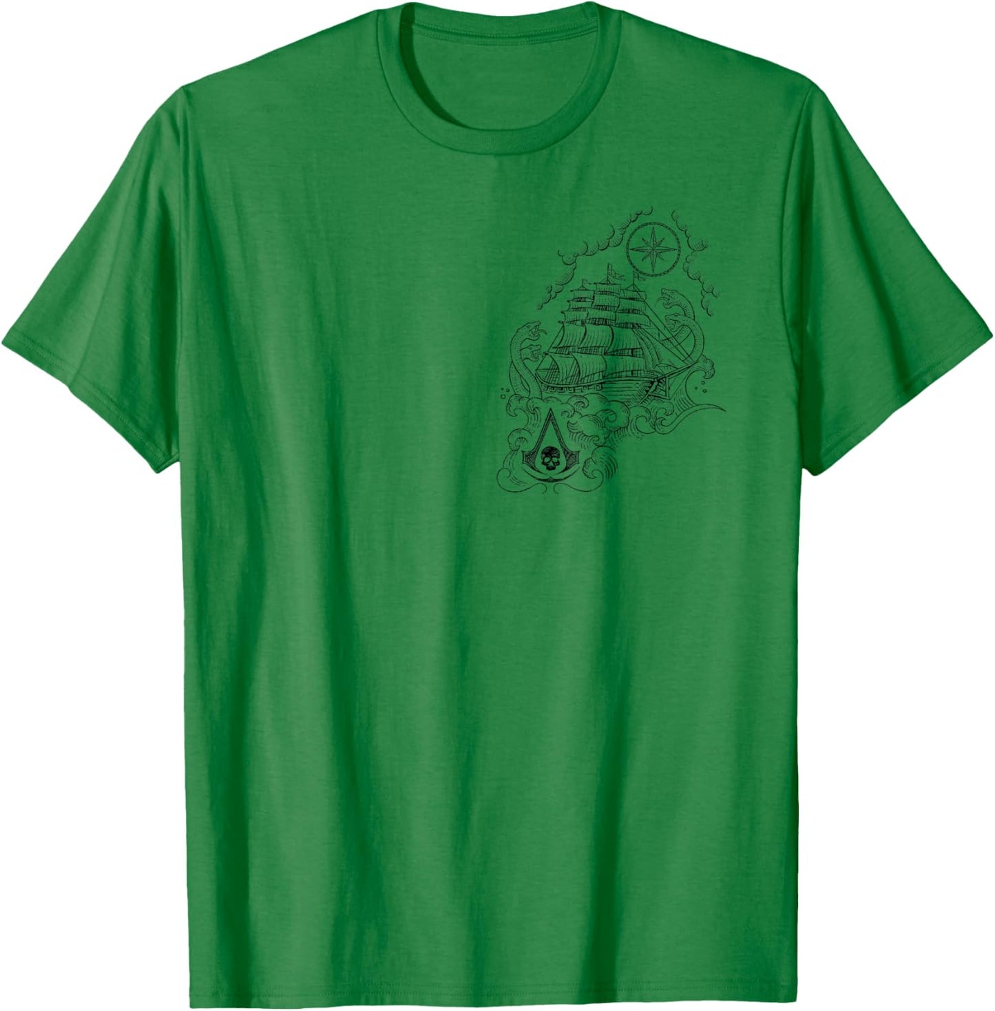 Assassin's Creed: Black Flag Tattoo Officially Licensed T-Shirt - T-Shirt | Irish Green