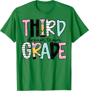 Third Grade Dream Team Back to School 1st Grade Teacher T-Shirt - T-Shirt | Irish Green