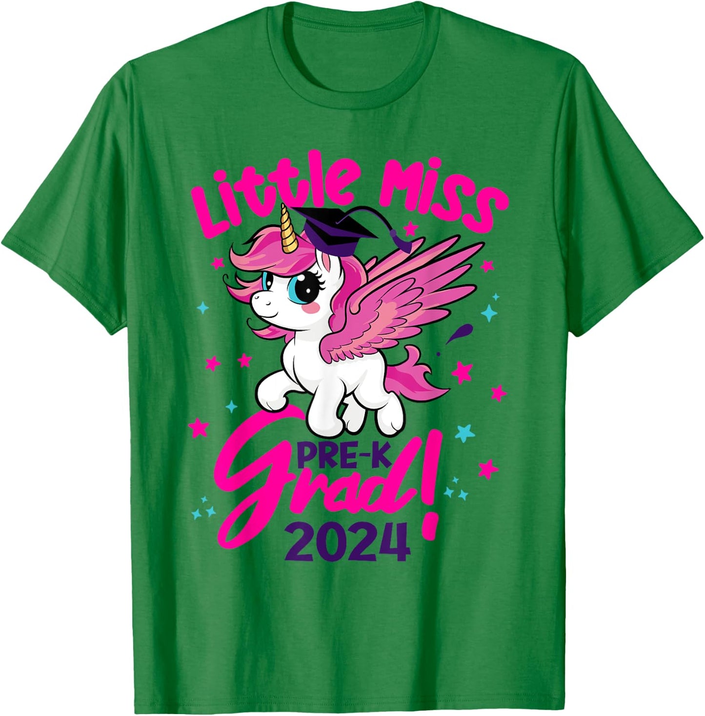 Unicorn Miss Pre-k Grad Preschool Graduation 2024 Kids Team T-Shirt - T-Shirt | Irish Green
