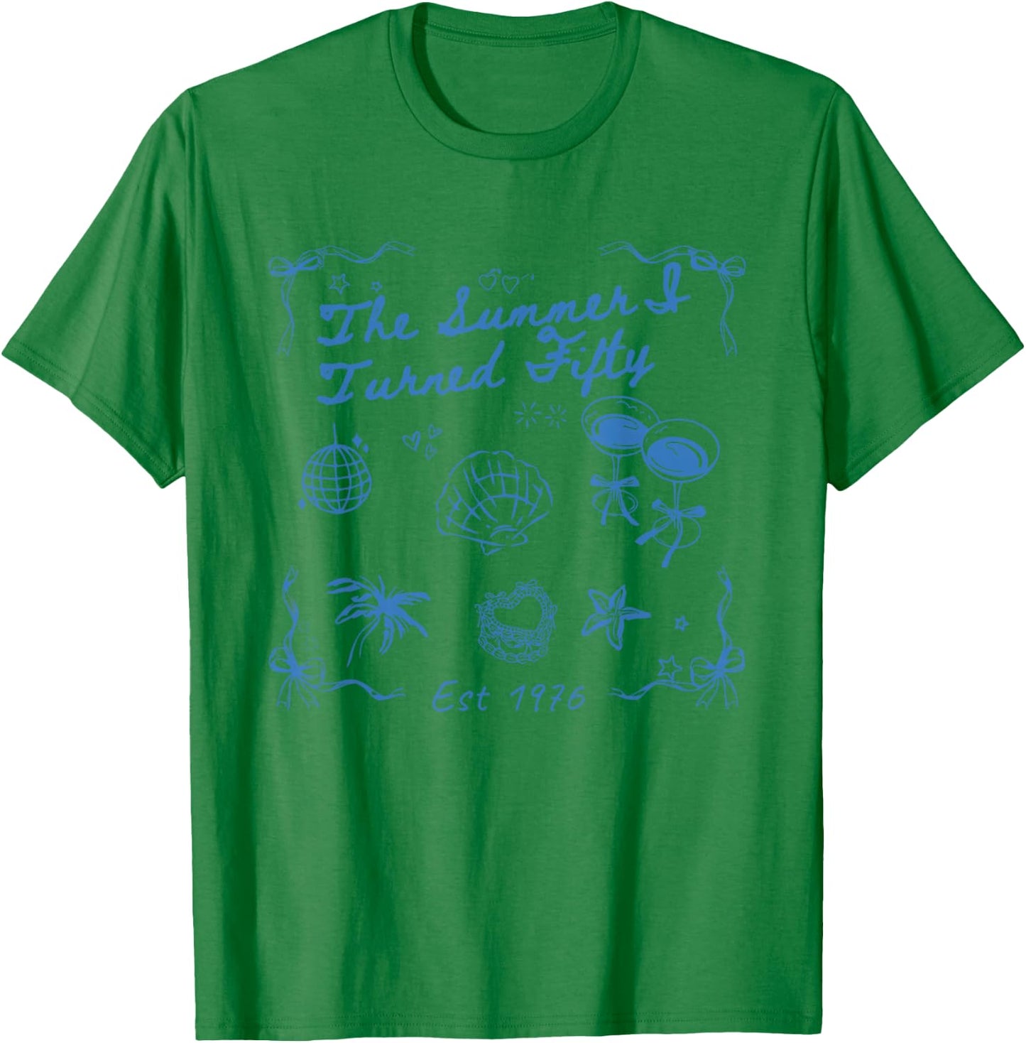 Summer I Turned Fifty 50th Birthday Seashell Coastal Beach T-Shirt - T-Shirt | Irish Green