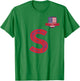 USA Human-Flag Letter S American USA Red T-Shirt - T-Shirt | Irish Green
