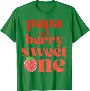 Papa of the Berry Sweet One Strawberry Party T-Shirt - T-Shirt | Irish Green
