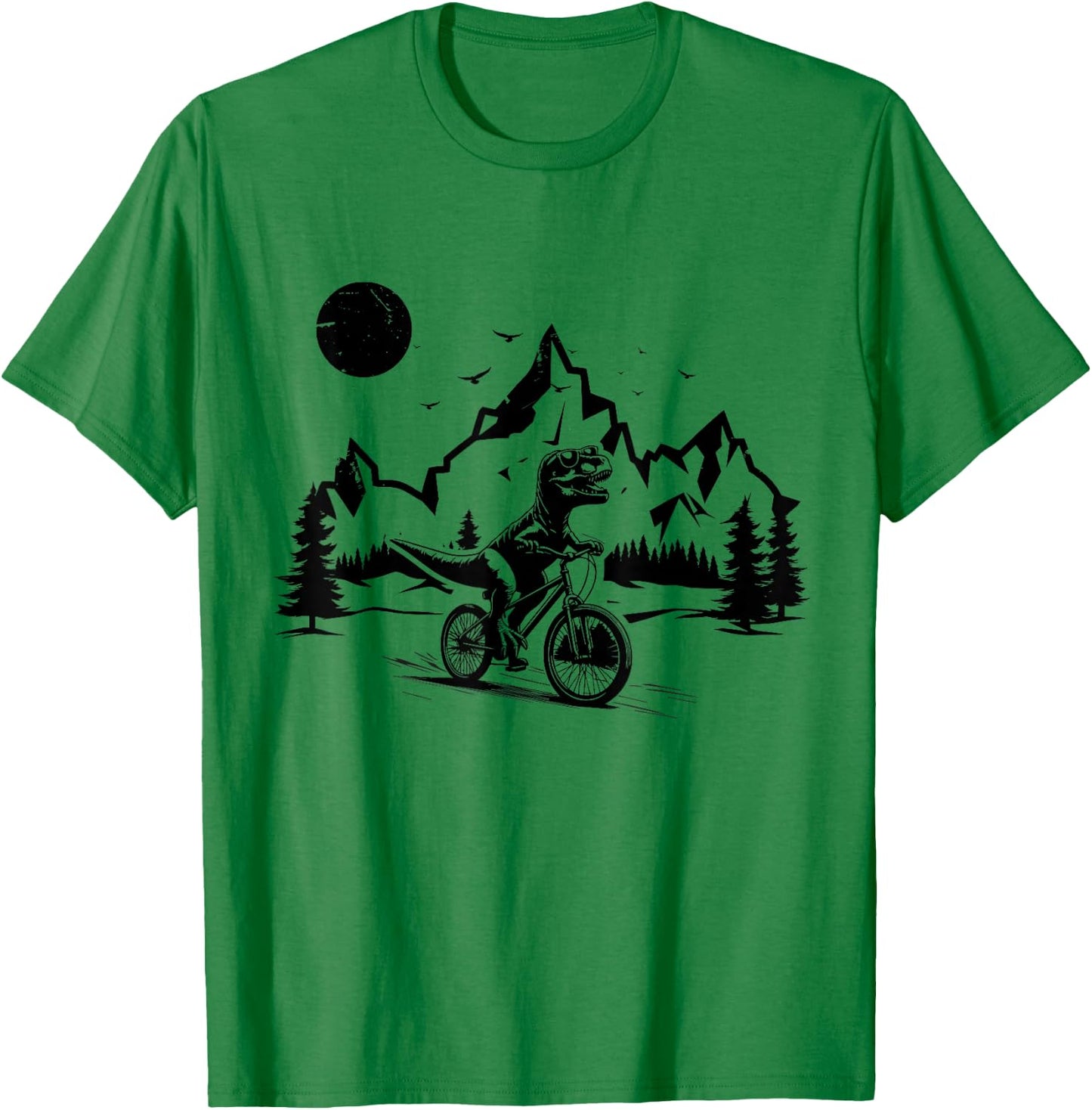 Trex Riding Bicycle Vintage Mountain Biking Dino T-Rex Biker T-Shirt - T-Shirt | Irish Green