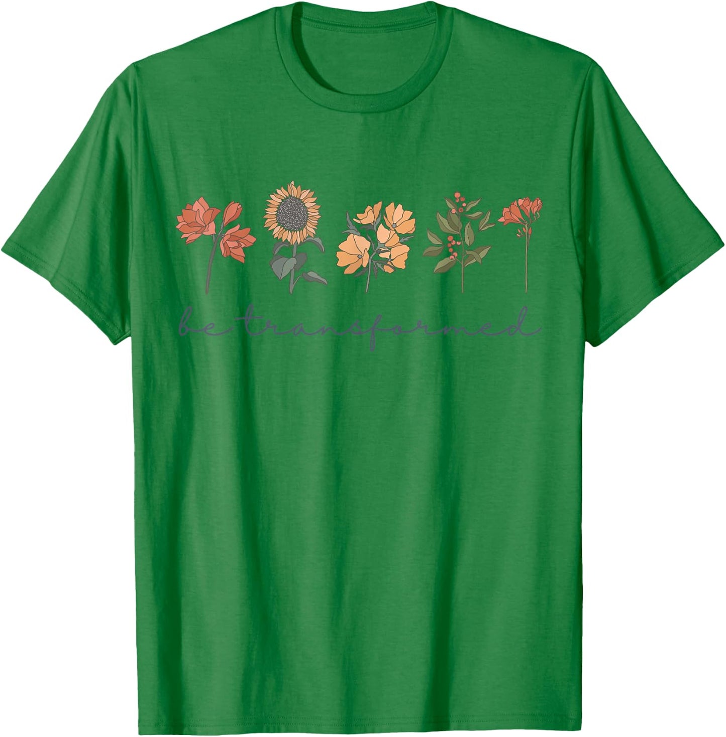 Romans 12:2 Scripture Christian Bible Faith Boho Wildflowers T-Shirt - T-Shirt | Irish Green